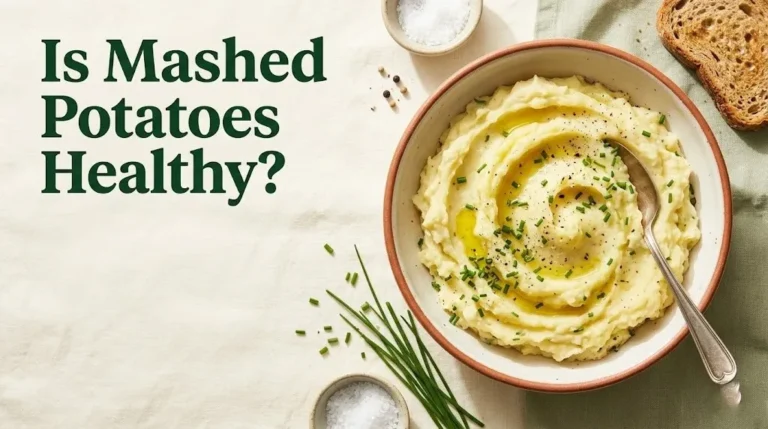 Is mashed potatoes healthy bowl of homemade mashed potatoes with olive oil and chives on cream background
