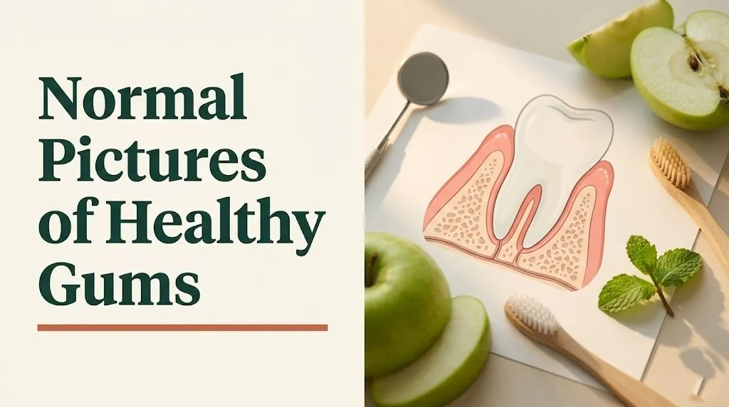 Normal pictures of healthy gums visual guide showing pink firm gum tissue, color chart, and texture reference for 2026.