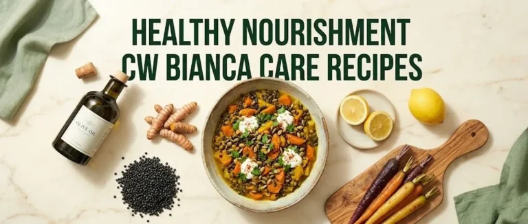 Overhead view of a nourishing lentil and carrot bowl with fresh ingredients, reading healthy nourishment cwbiancarecipes.