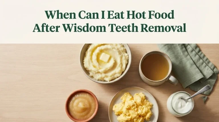 Warm recovery foods flat lay illustrating when can I eat hot food after wisdom teeth removal